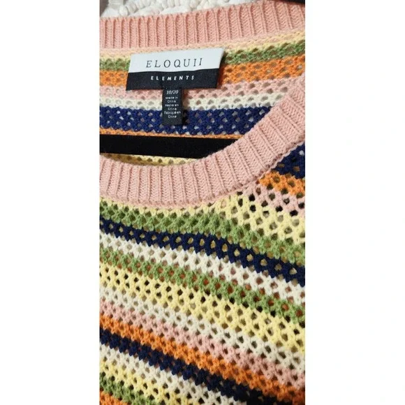 Eloquii Striped Knit Multicolored Blouse – Size 18 - Picture 2 of 10